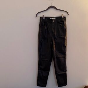 Zara Black Faux Leather High-Rise Tapered Pants